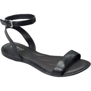 Born Stephane Women's Black Leather Ankle Strap Sandals